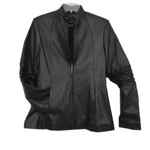 KASPER Black Leather Jacket Size Medium